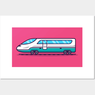 Fast Train Cartoon Illustration Posters and Art